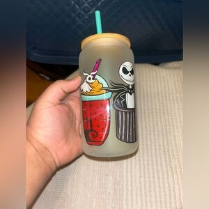 Jack Skellington Themed Frosted Tumbler with Straw